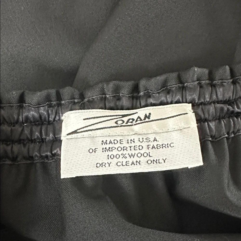 Zoran NWOT 100% wool Black Asymmetrical draped High slit Maxi Skirt made in USA